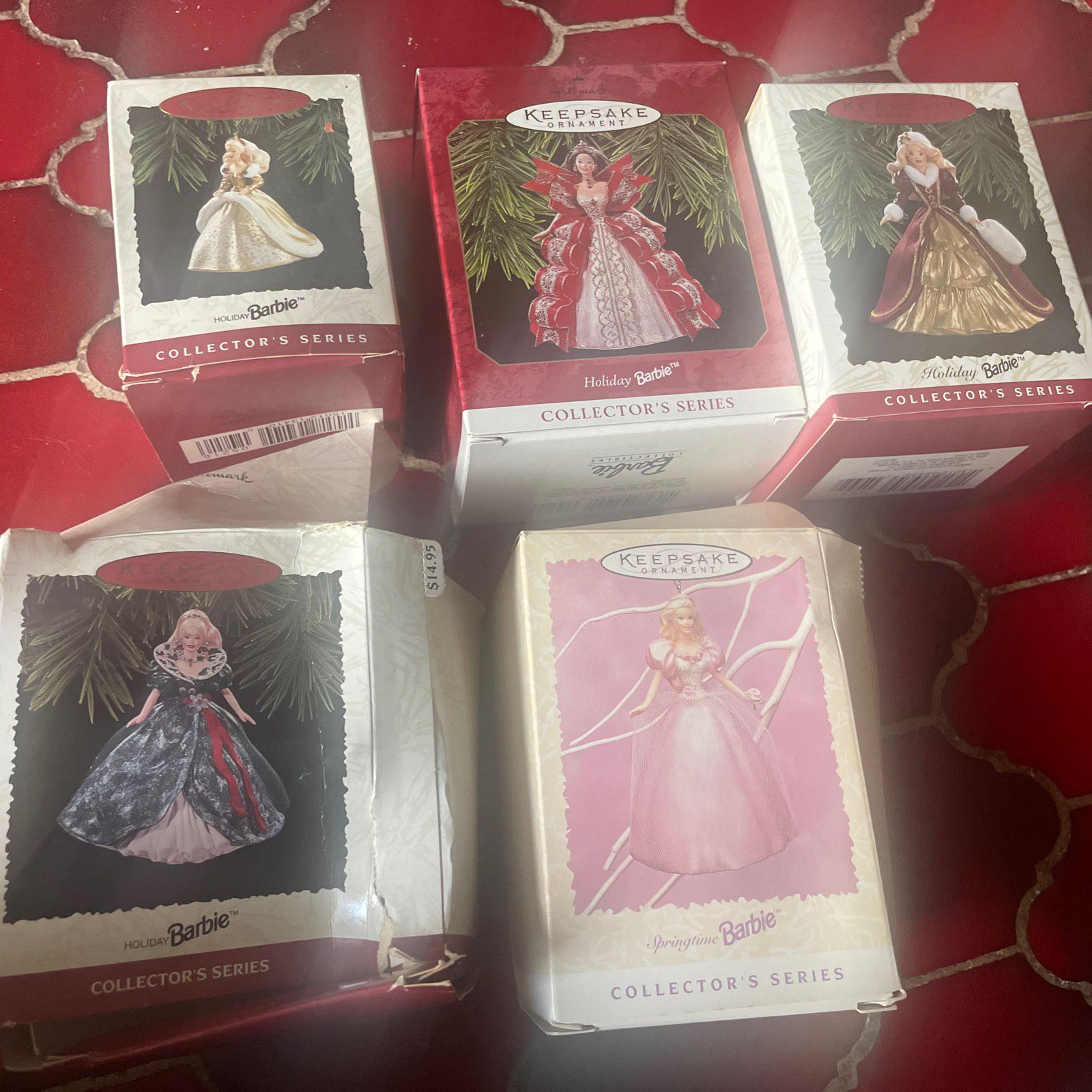 Vintage 1990s lot Barbie Hallmark Keepsake Holiday Ornaments