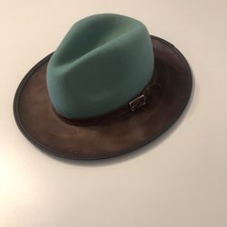 American Hat Makers Summit | Mens Felt Leather Fedora Hat — Size Medium 7 1/8