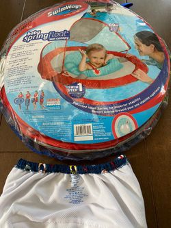 Baby spring float with baby boy swim suits and hats