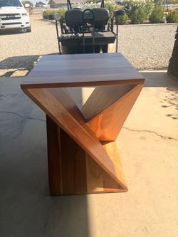Solid Wood Geometric Side Table