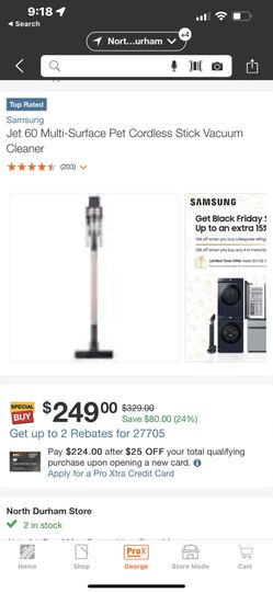 SAMSUNG JET 60 CORDLESS VACUUM