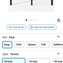 18in High King Bed Frame No Box Spring Needed, Heavy Duty King Platform Bed Frame with Round Corners