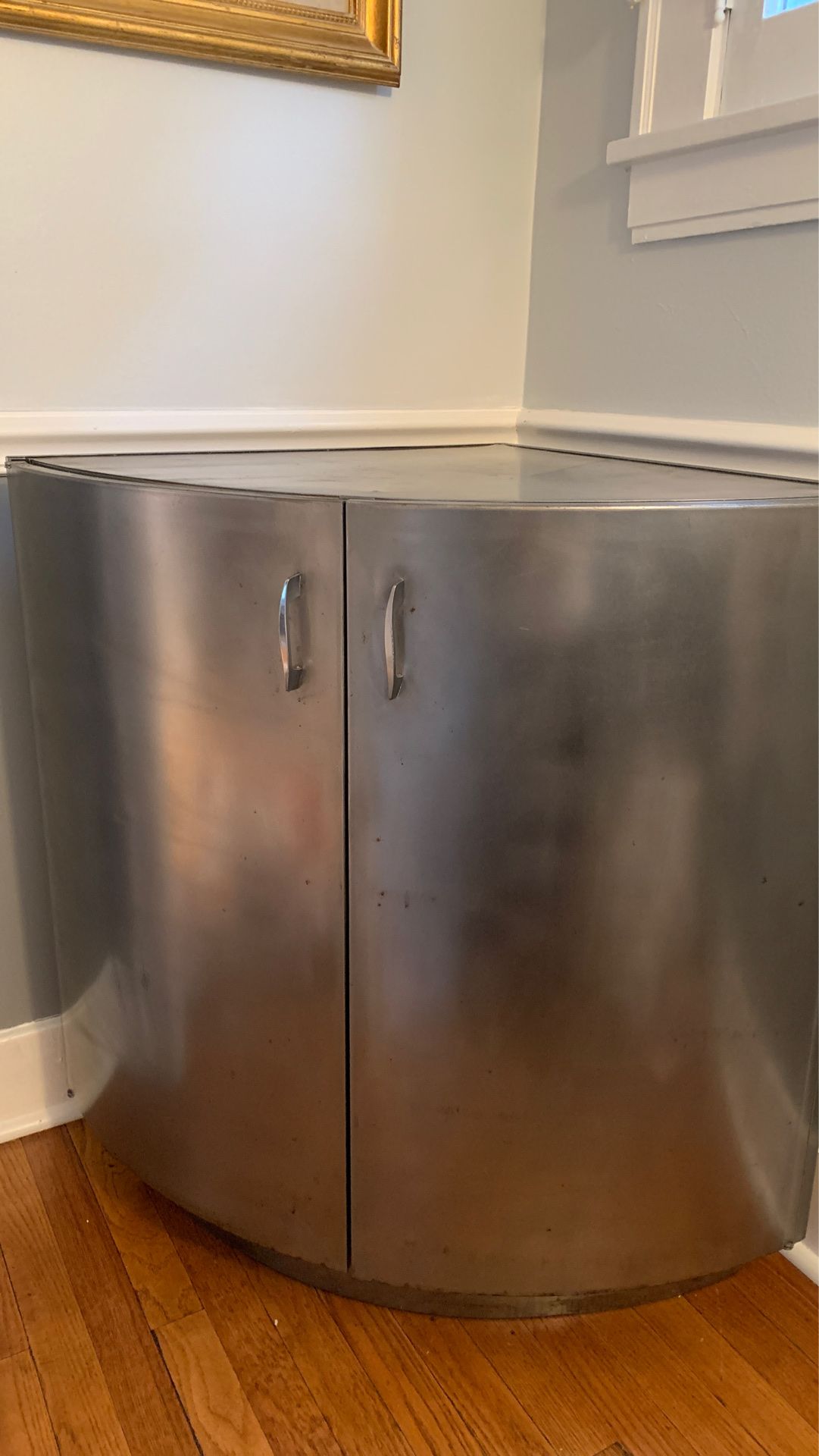 Vtg Steelcase Corner Cabinet Industrial Chic Gray Metal Storage