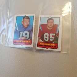 Vintage 1969 Mini Football Cards Unitas And Buoniconti Ex+