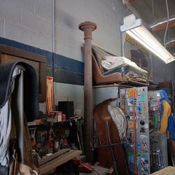 12 foot 1920s street light with 2 globes for top