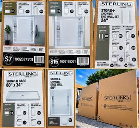 🚿 STERLING STORE+ SHOWER SYSTEM – BRAND NEW IN BOX! 🚿 60” W x 34” D – Center Drain – White 🔥 ONLY $920 – NO TAX! 🔥 💰 Retail price shown: approx