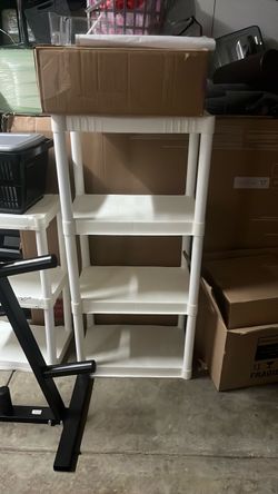 White Plastic 4-Tier and 3 tier Storage Shelf Unit
