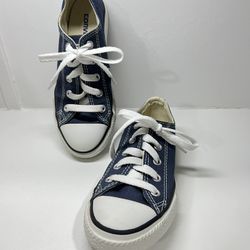 Converse  Kids youth 13 Converse low top blue white canvas sneakers shoes classic boy girl