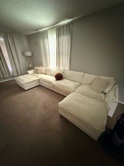 White modular cloud couch, 11’ long adjustable