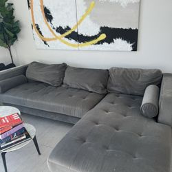 Very Comfortable West Elm Style  L Shaped Couch In Grey