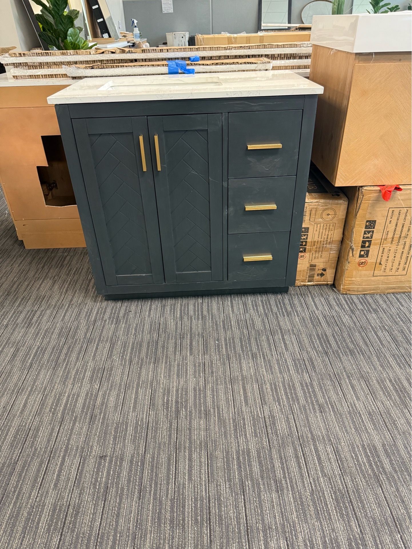 36” Bathroom vanity in charcoal blue