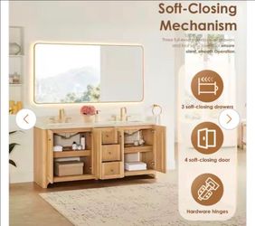 72" BATHROOM VANITY NEW DOUBLE SINK SOLID WOOD