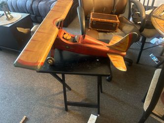 1930’s Large Rare One of a Kind Handmade Folk Art Solid Wood Airplane Over 10 Lbs