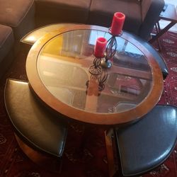 Coffee Table With Under Stools Like New!!