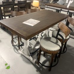 White/Brown Counter Height Dining Tables and 5 Chairs Finance and Delivery Available 