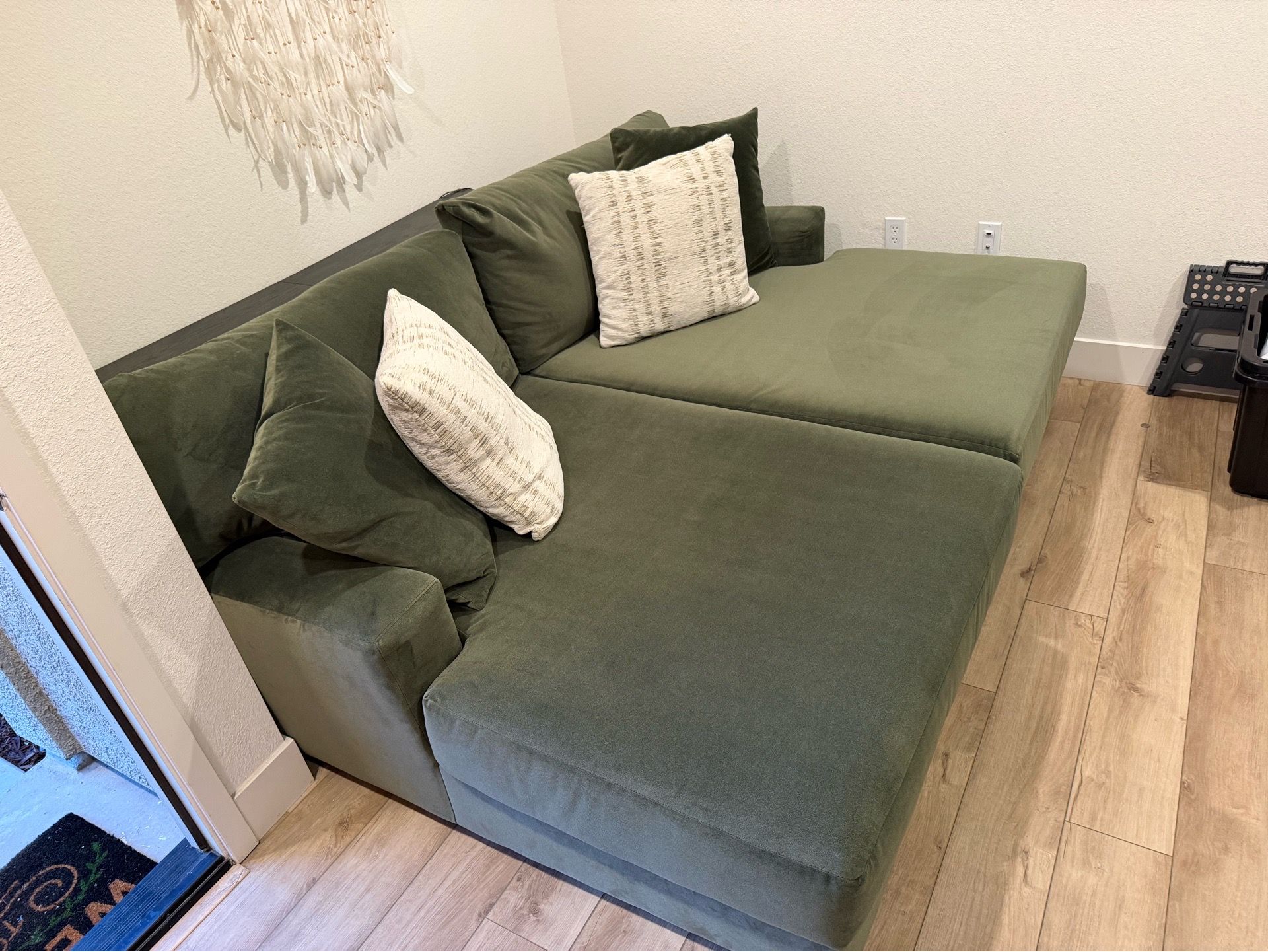 Green lounge chaise couch