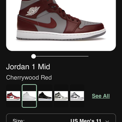 Jordan 1 Mid Cherrywood Red (NO BOX)