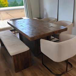 Sommerford Farmhouse Reclaimed Pine Wood Dining Table