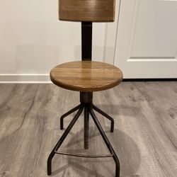 Rejuvenation Hardware Solid Wood And Steel Swivel Chair