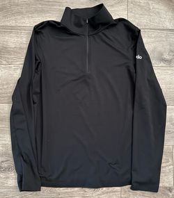 ALO Conquer Men's 1/4 Zip Pullover Black Polyester Activewear Top Size Small