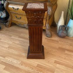 Wood And Marble Pedestal