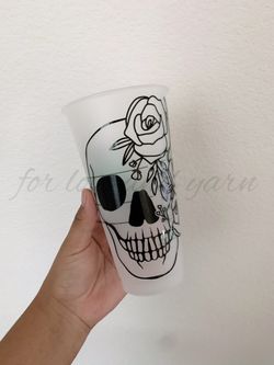 Floral Skull Starbucks Cup