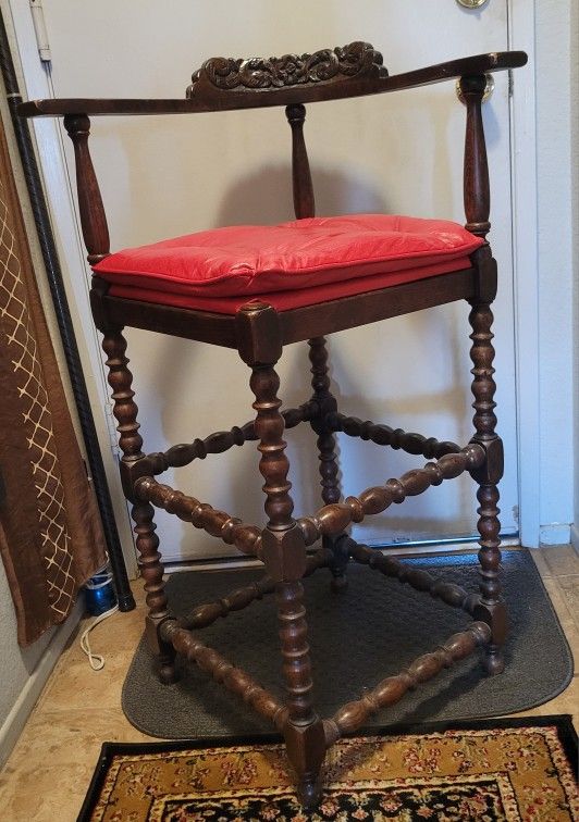 Carven Style Wooden Bar Stool