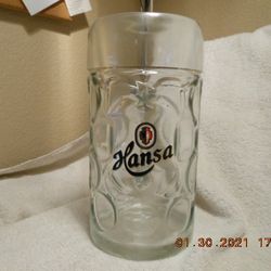 New - Large dimpled glass beer stein from Hansa Brewery – Norway