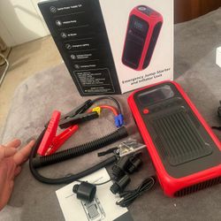 Tire Inflator Portable Air Compressor,4000A Car Battery Jump Starter,5X Faster Air Pump For Car Tire with Digital Tire Pressure Gauge&LED Light&Auto S