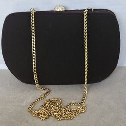 Womens Dark Brown Velvet 1990s Style Purse