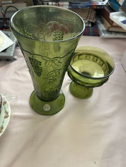 Green Vase And Bowl