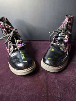 Black Patent Leather Lace-Up Ankle Boots