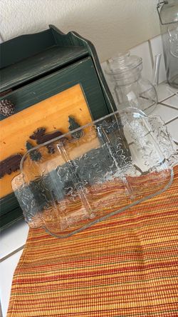 Clear Glass Divided Serving Dish with Handles
