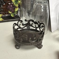 Celebrating Home Brown Ornate Metal Candle Holder Accent 
