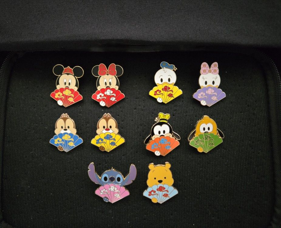 Disney Pins - Character Folding Fans Complete Set