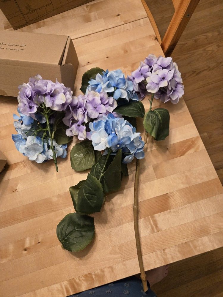 Silk Flowers Blue And Purple Hydrangea