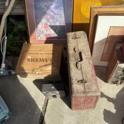 Samsonite Streamlite Vintage Hard Canvas Suitcase Brown Beige Tie-Down Straps