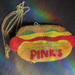 2010 Pink's Hot Dogs Beaded Crossbody Purse