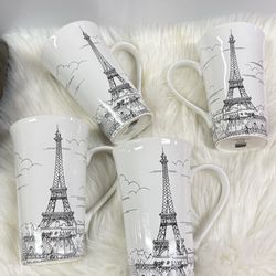 Eiffel Tower Black & White Coffee Mug Parisian Scene 222 Fifth Ave 16 oz