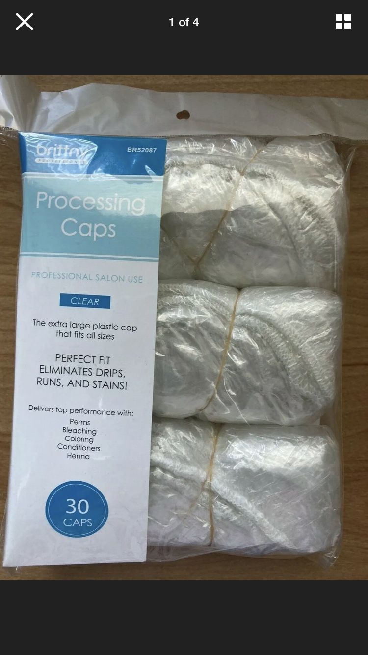 30 EXTRA LARGE SHOWER / CLEAR PLASTIC PROCESSING PLASTIC CAPS THAT FITS ALL.