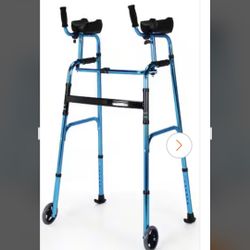 Costway Folding Wheel Walking Frame Adjustable Alloy Up Walker 