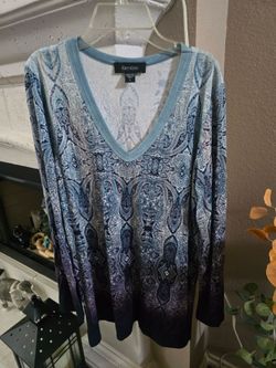 Karen Kane Paisley Print V-Neck Top Size L