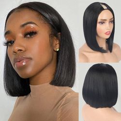 12 inch v part straight bob wig 100% human hair Brazilian.