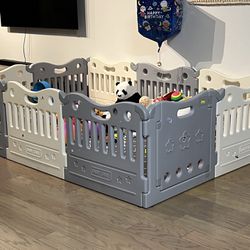 Baby Playpen ( White/ Gray) In New Like Condition E