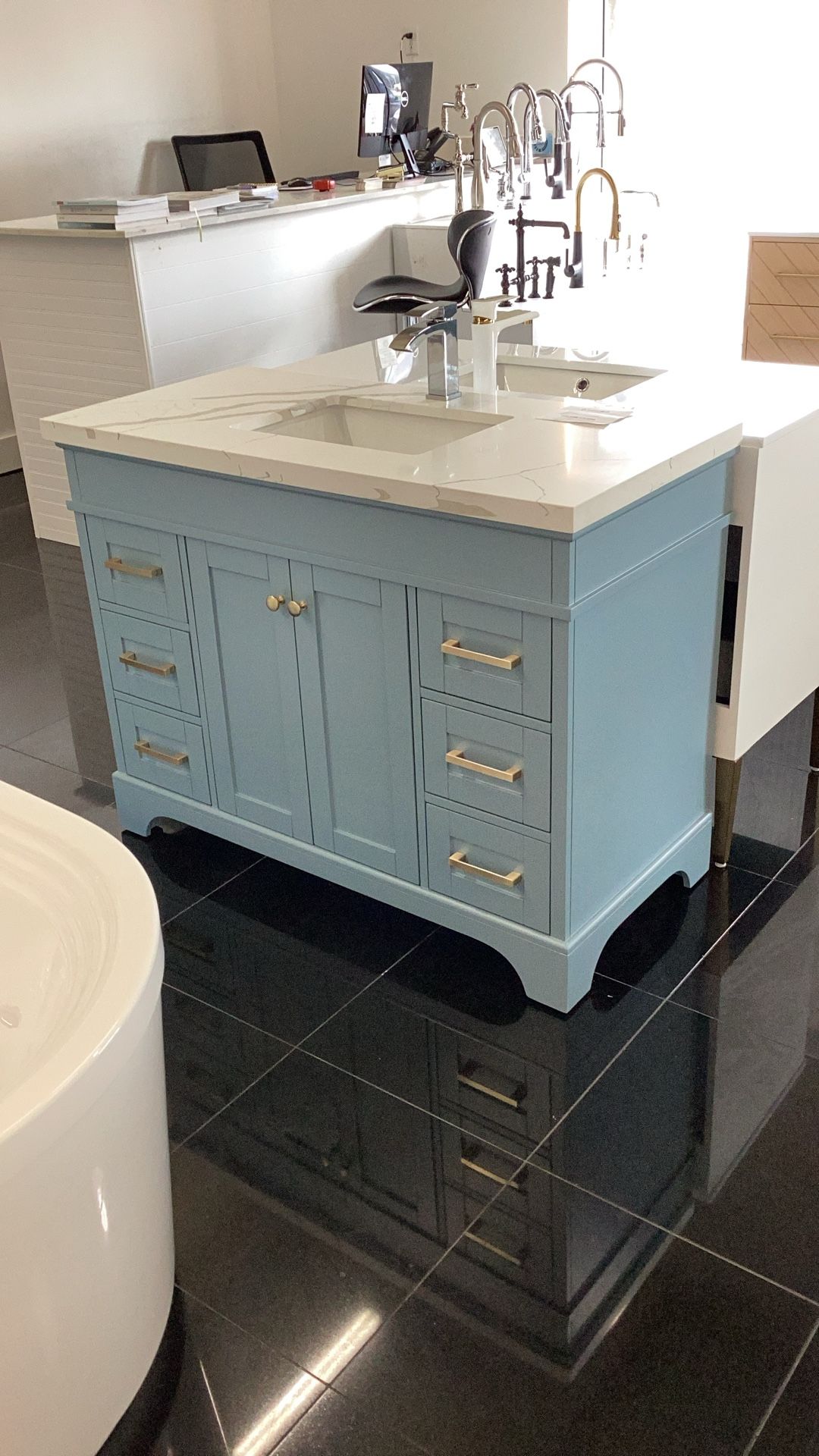 Beautiful 46” Vanity In Polar Blue Ready For Pickup
