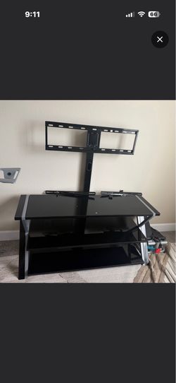 Black Glass TV Stand with Mount