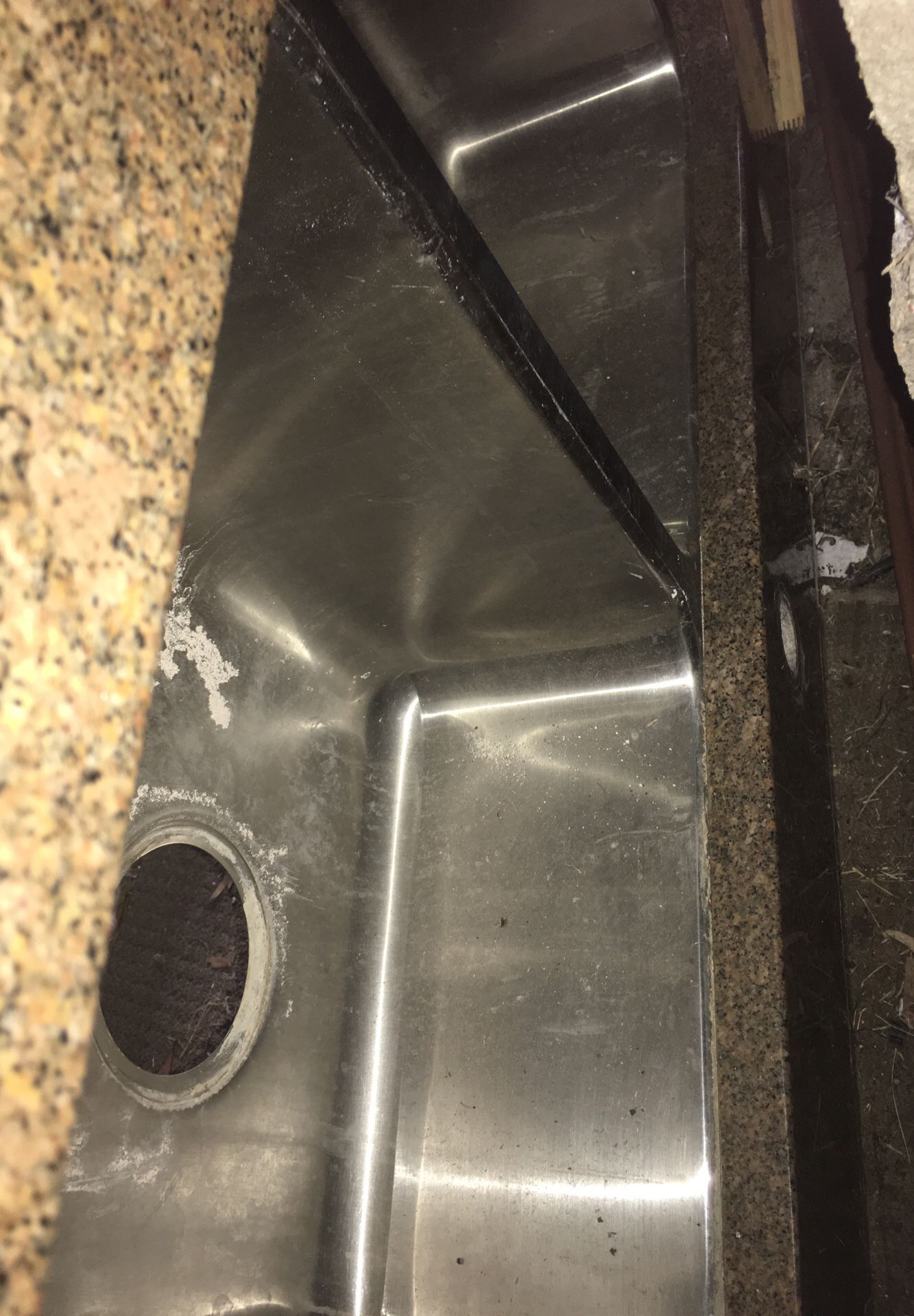 Double Stainless Steel Kitchen sink with 3 feet of granite attached