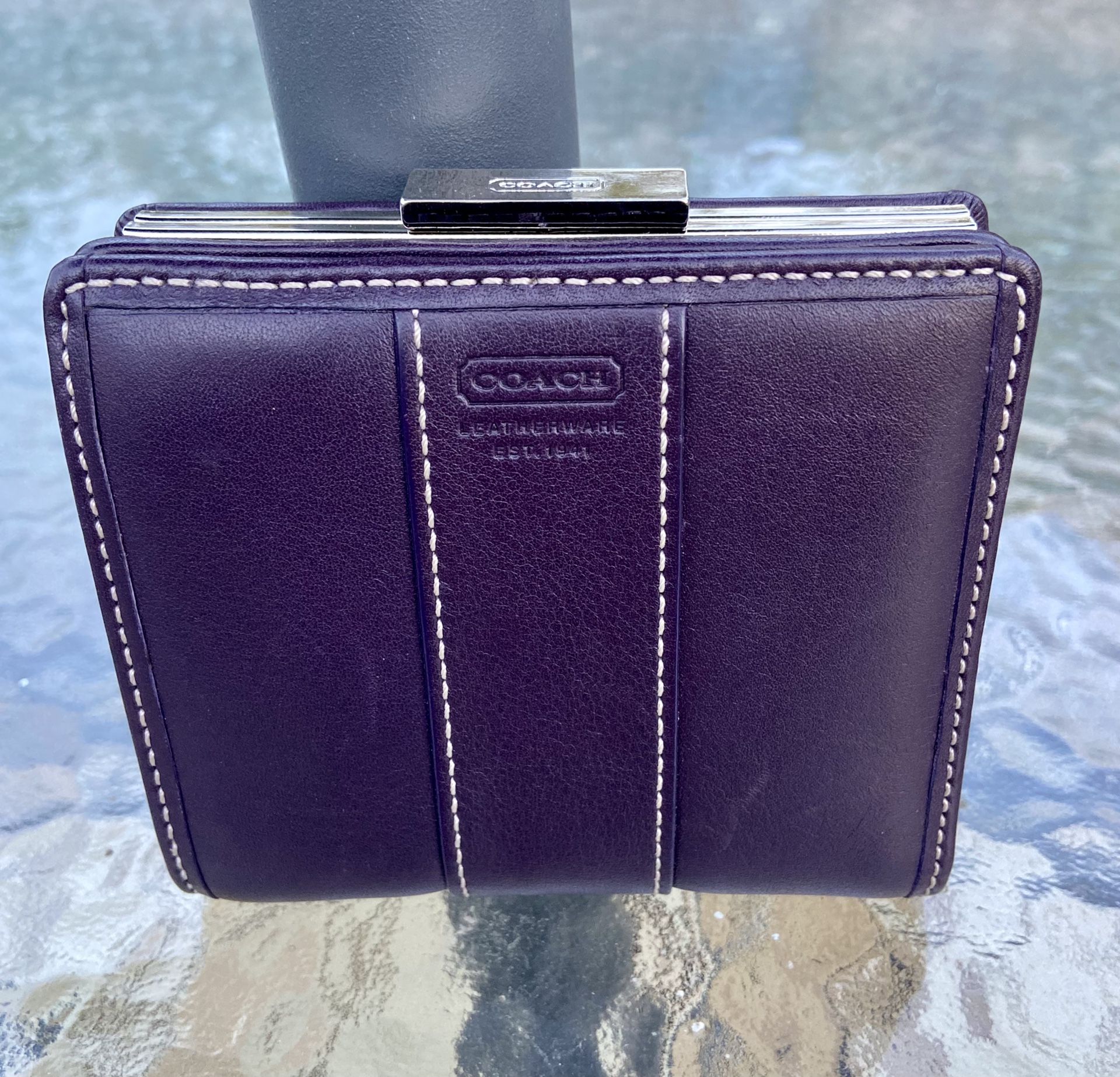 Coach Dark Purple/Plum colored Coach wallet (unisex)
