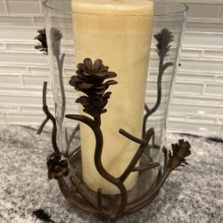 Metal Brown Iron And Glass Candle Holder Iron Works 