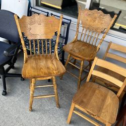 Vintage Wood Swivel Bar Stools (in Store) 